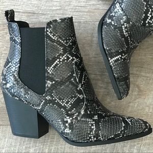 Soda Black & Gray Python Snake Ankle Boot Bootie